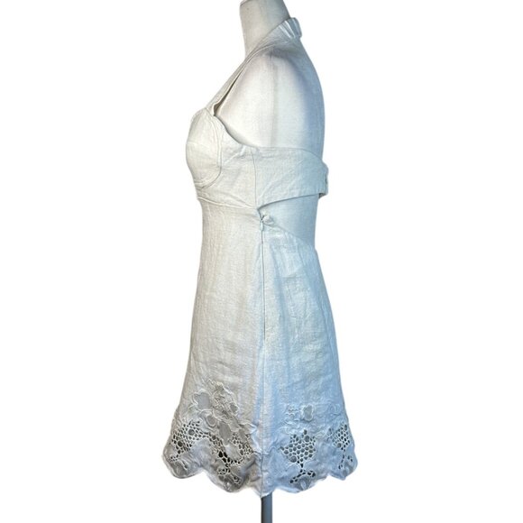 Cult Gaia Kailani Dress in Off White 6 New Womens Halter Mini Linen - Picture 5 of 16